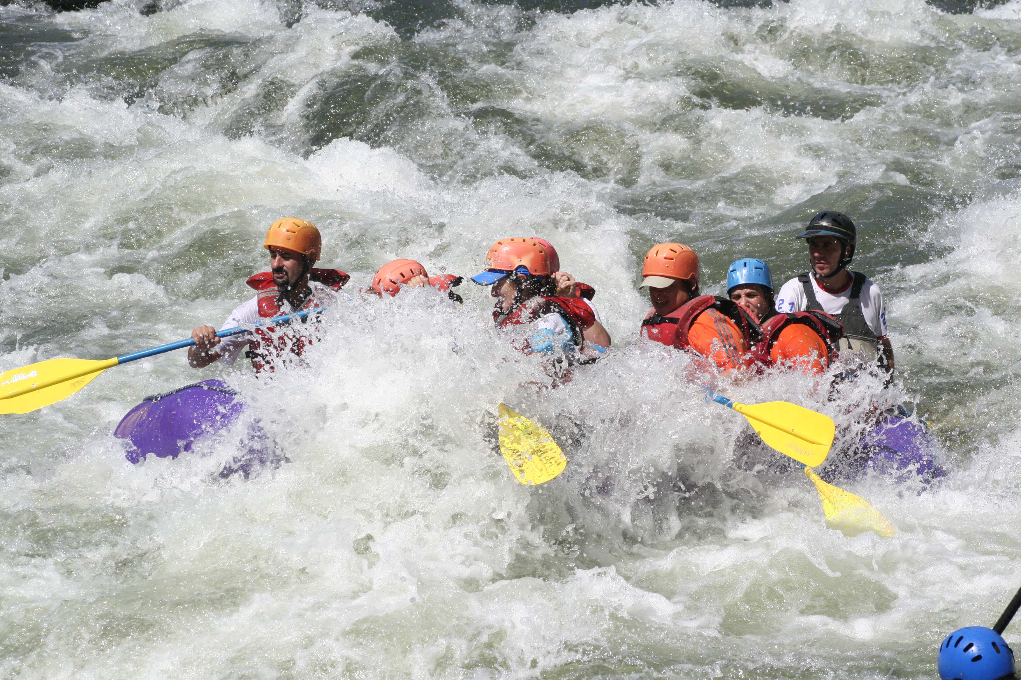 Hope you like getting soaked by intense rapids! Costa Rica Rafting Image: Sarapiqui River. A group of rafters is getting soaked by intense rapids.