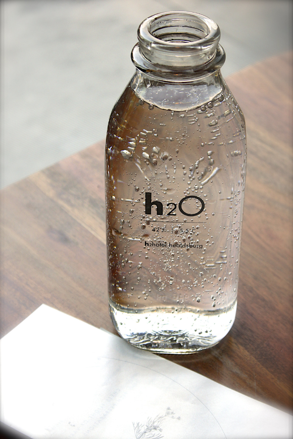 This bottle of water reminds you that it is crucial to maintain hydration if you want to stave off altitude sickness. Altitude Sickness Image: A clear glass water bottle in the shape of a milk bottle sits adjacent to a napkin on a wooden table.