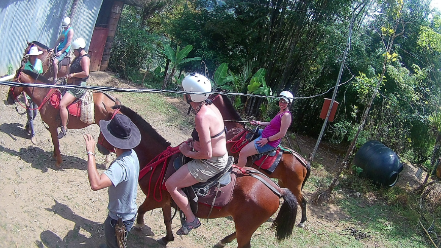 The ladies of the Serkin family know how to take an action-packed holiday! Costa Rica Mother's Day Image: Two of the Serkin ladies are mounted on their horses whilst a handler assists them.