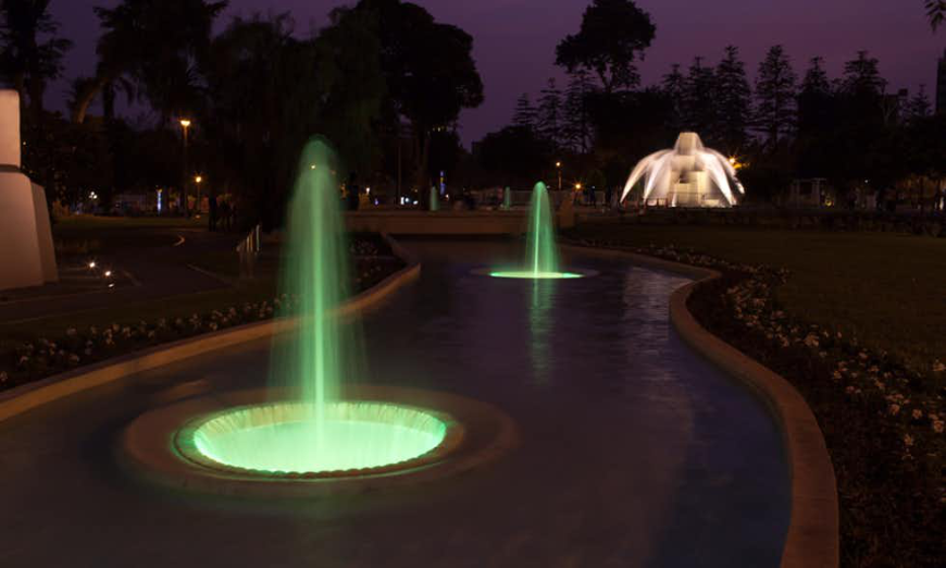 Watch Lima glow... Lima Nightlife Image: Lima's fountains lit up at night.