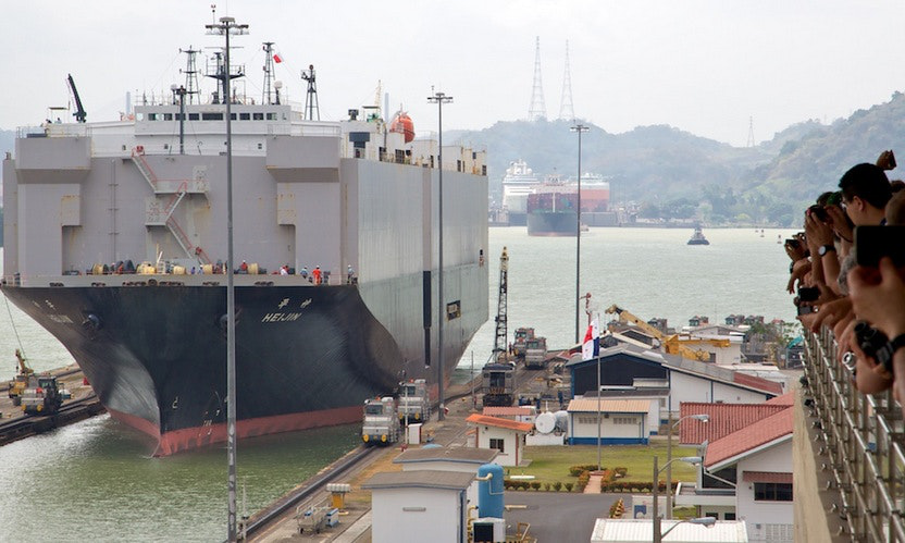 That's quite a ship! Moving to Panama Image: A giant ship at the Panama Canal.