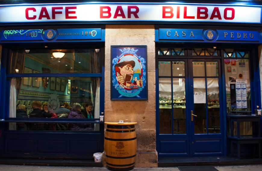 Another great reason to work in a café? The opportunity to get acquainted with locals! Summer In Panama Image: The front of Café Bar Bilbao at night.